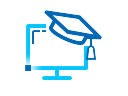 Icon of a computer screen with a graduation cap